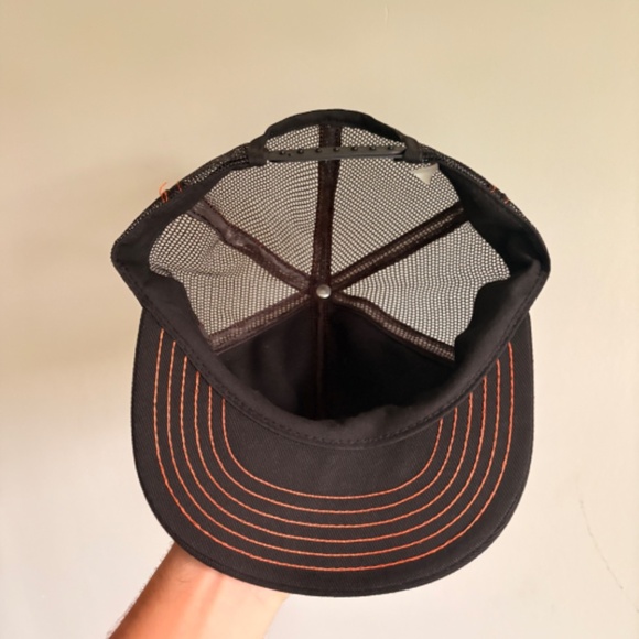 Vintage TALLMAN TRANSPORTS Trucker hat Mesh Orange Black Victory Caps - Picture 6 of 8